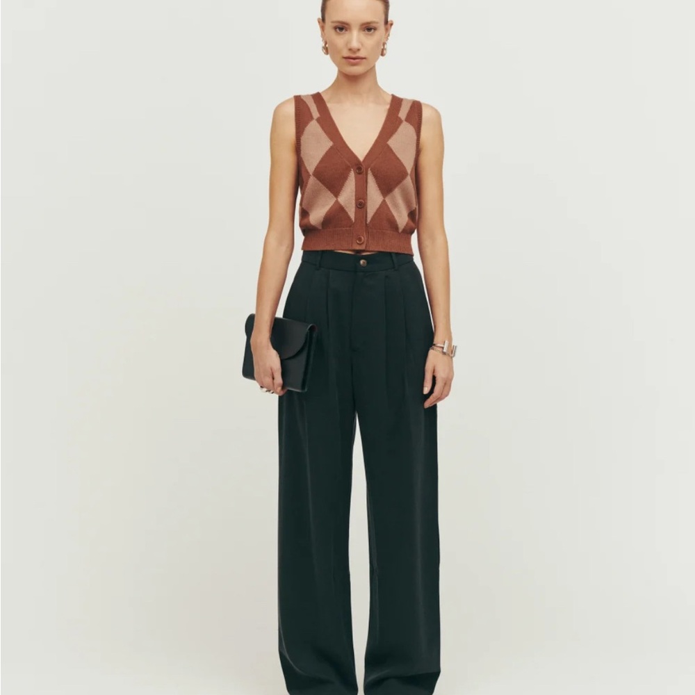 Reformation Mason Black Wide-Leg Trousers